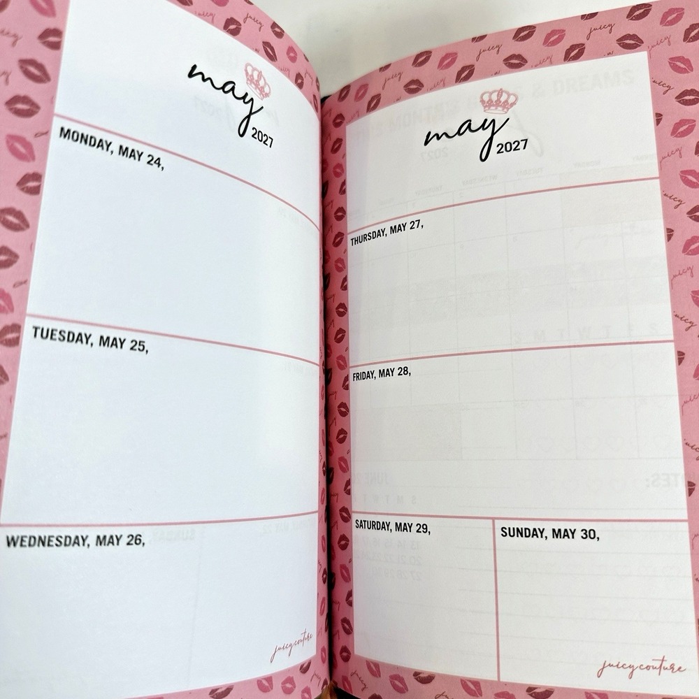 Juicy Couture 2026-2027 Zip Planner Journal Gold Crown Pen 18 Month New - Picture 7 of 8